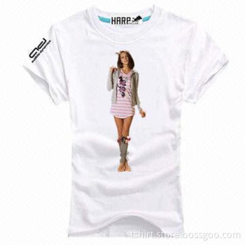 2012 fashionable white t-shirts for ladies, printed